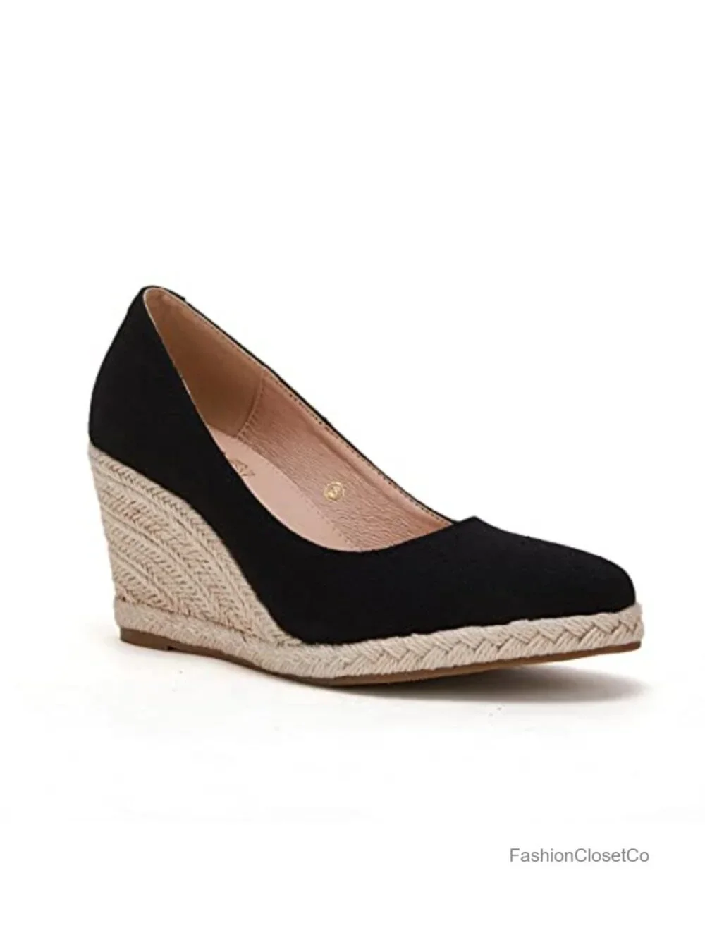 Faux Suede Platform Wedge Espadrille Sandals, Pointed Toe Slip-On Summer Shoes